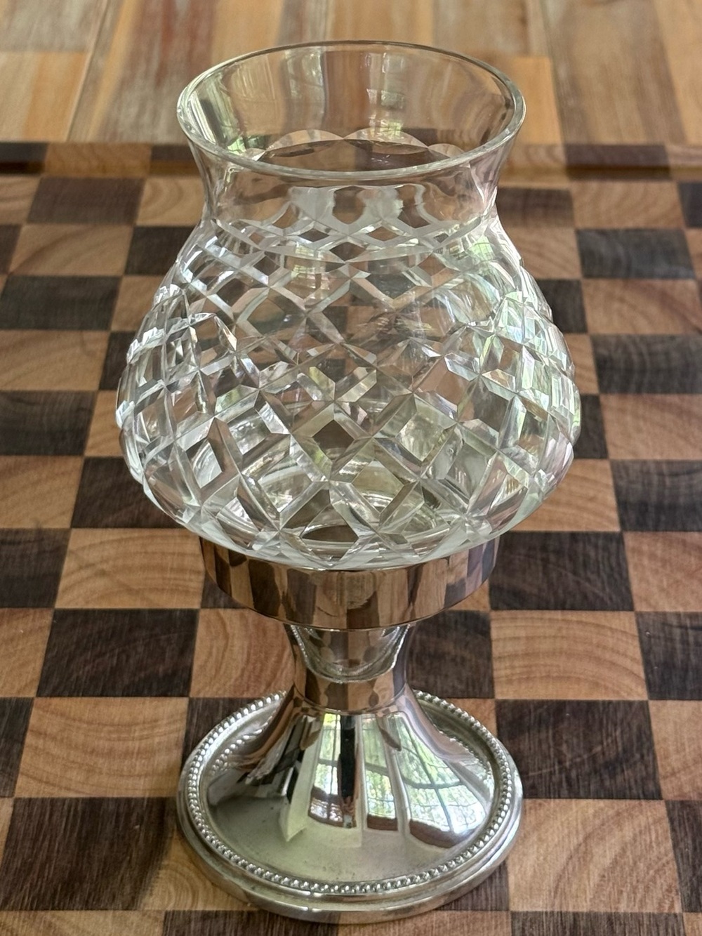 Vintage Silver Plated Hurricane Candle Holder